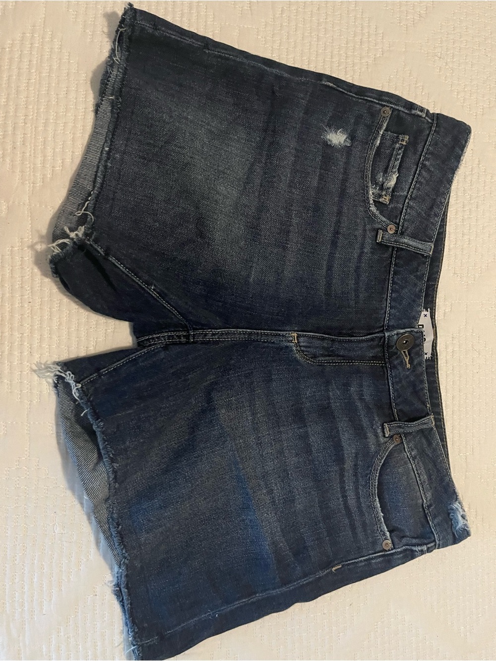 PAIGE Dark Blue Denim Cutoff Shorts
